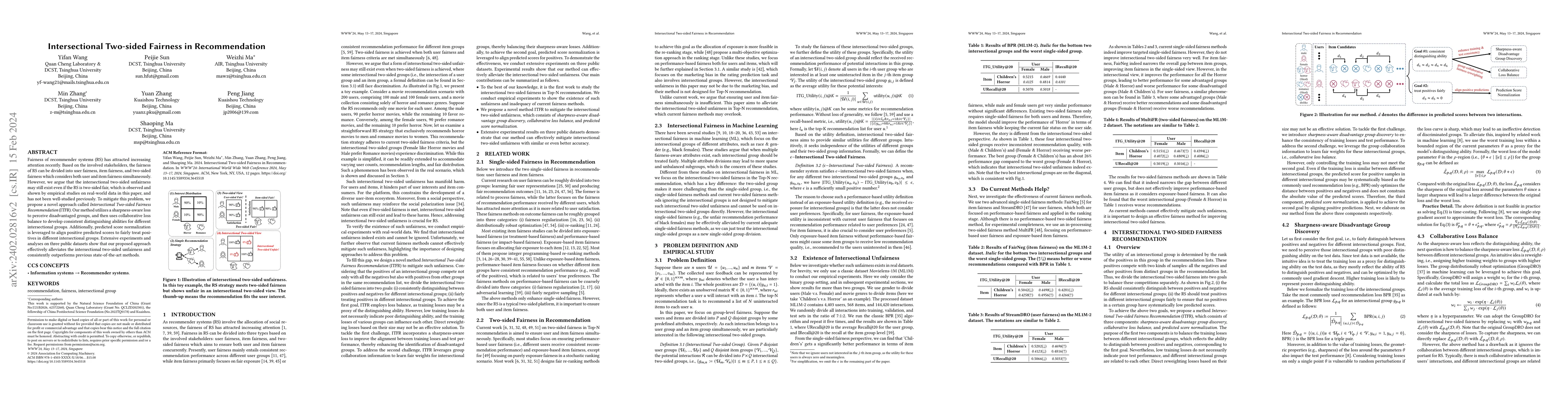 Thumbnail for Intersectional Two-sided Fairness in Recommendation