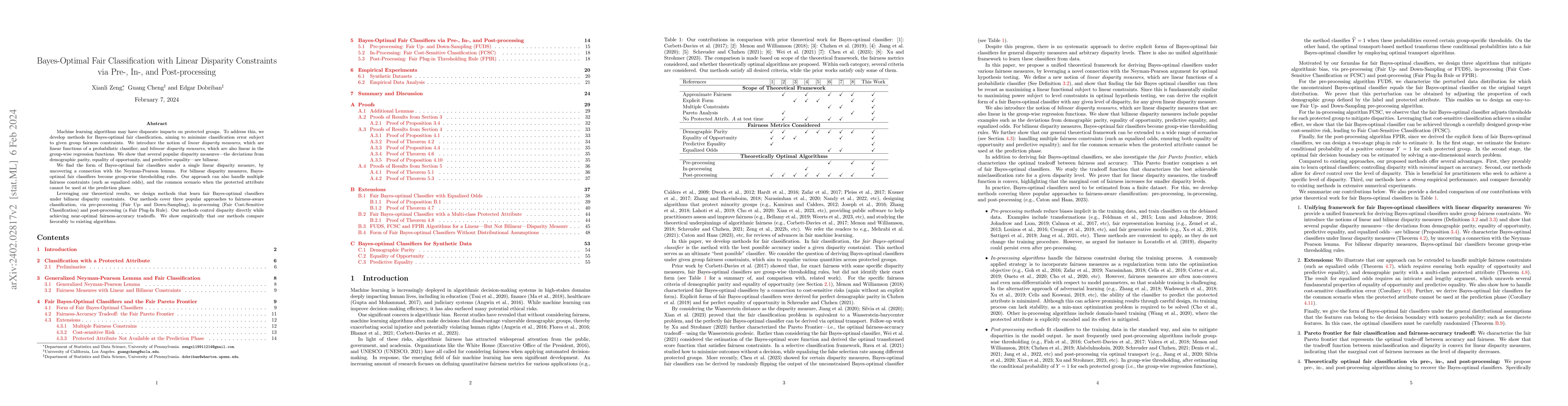 Thumbnail for Bayes-Optimal Fair Classification with Linear Disparity Constraints via
  Pre-, In-, and Post-processing