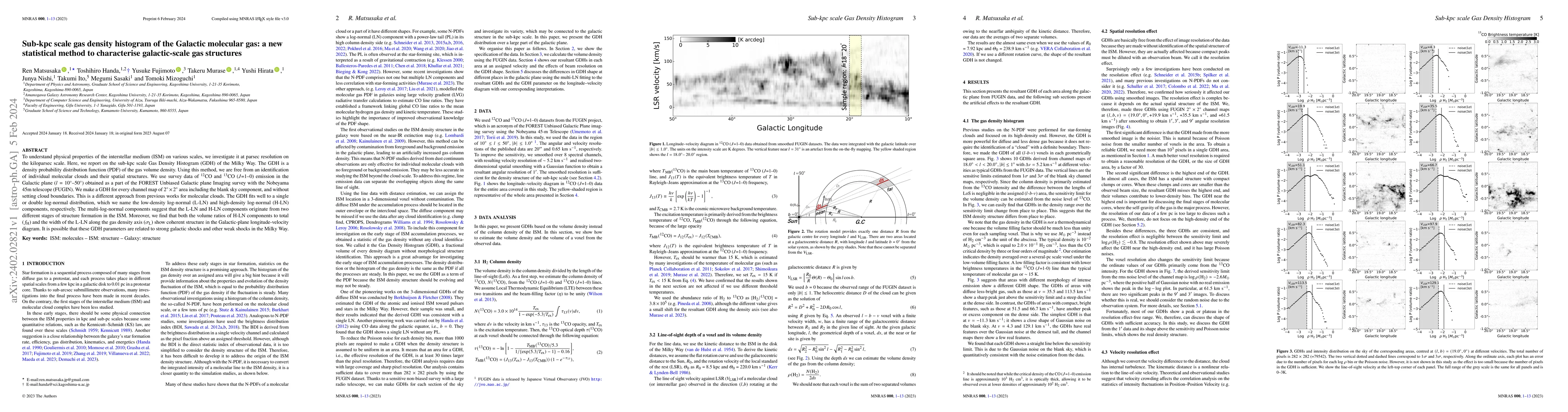 Thumbnail for Sub-kpc scale gas density histogram of the Galactic molecular gas: a new
  statistical method to characterise galactic-scale gas structures