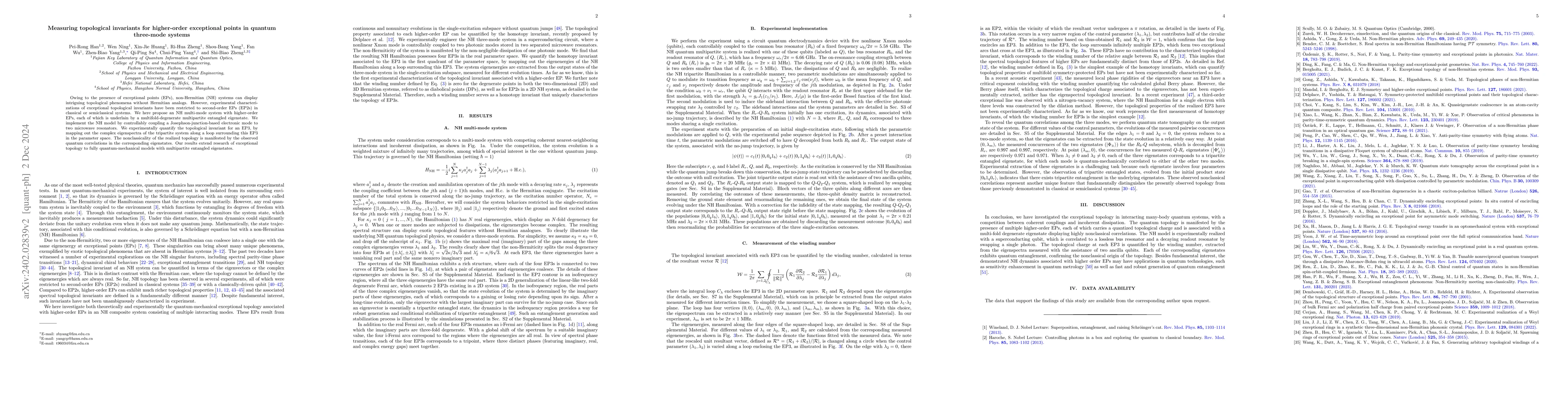 Thumbnail for Measuring topological invariants for higher-order exceptional points in
  quantum multipartite systems