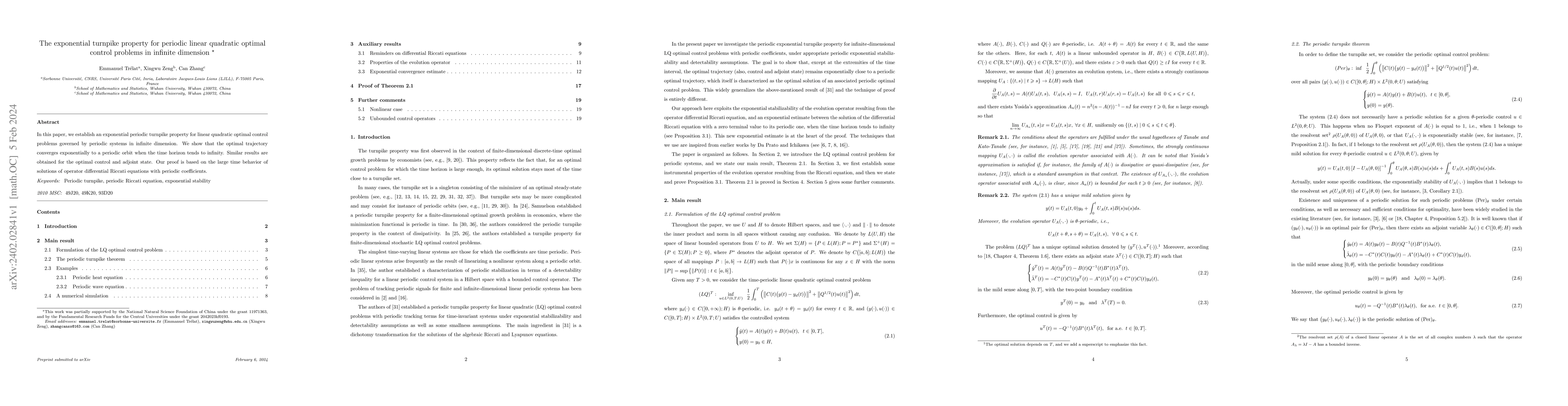 Thumbnail for The exponential turnpike property for periodic linear quadratic optimal
  control problems in infinite dimension