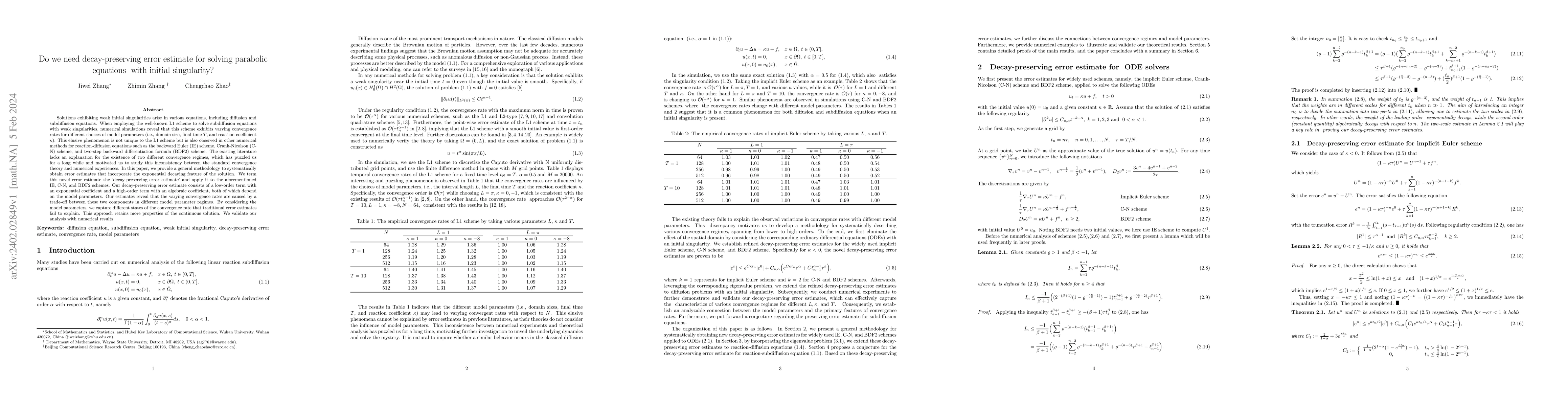 Thumbnail for Do we need decay-preserving error estimate for solving parabolic
  equations with initial singularity?