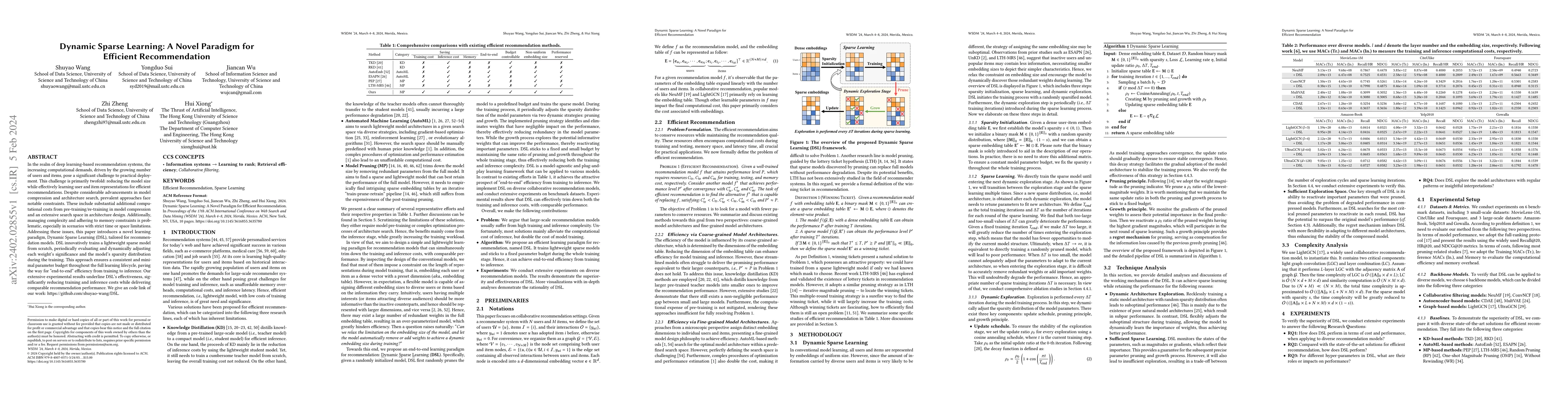 Thumbnail for Dynamic Sparse Learning: A Novel Paradigm for Efficient Recommendation