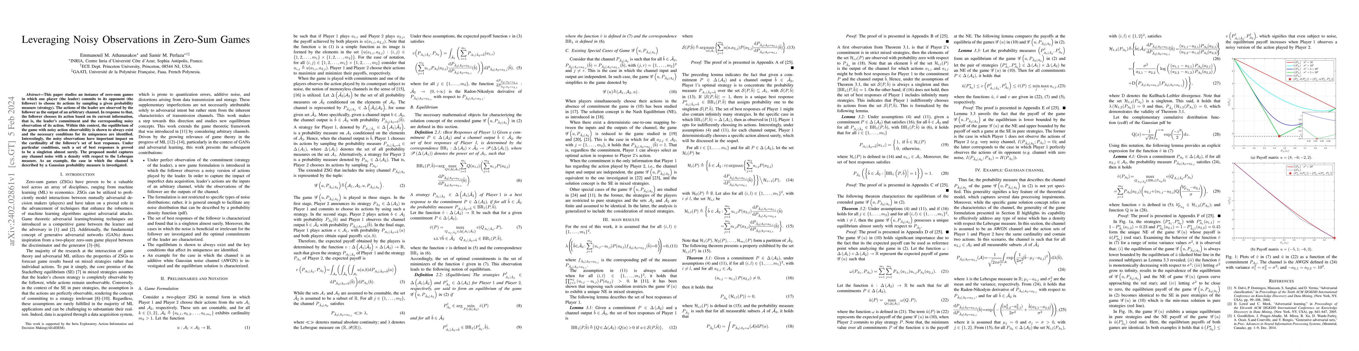 Thumbnail for Leveraging Noisy Observations in Zero-Sum Games