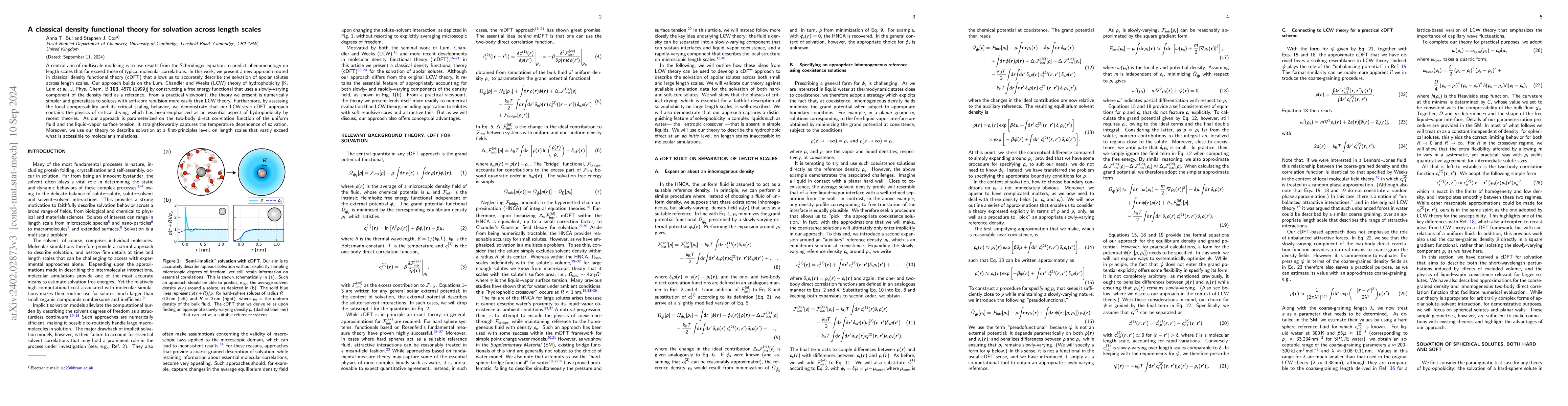 Thumbnail for A classical density functional theory for solvation across length scales