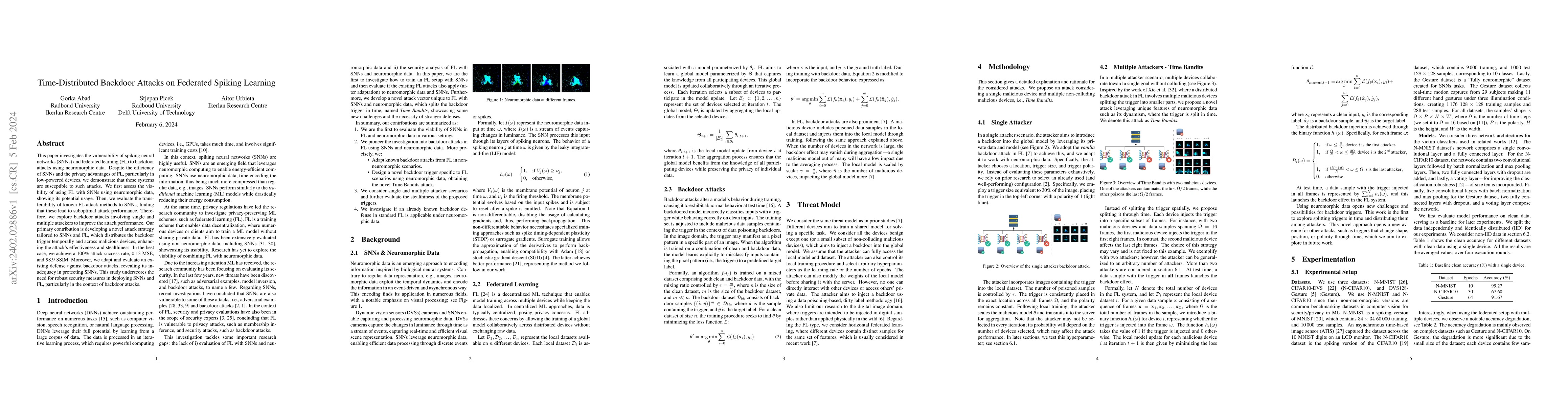 Thumbnail for Time-Distributed Backdoor Attacks on Federated Spiking Learning