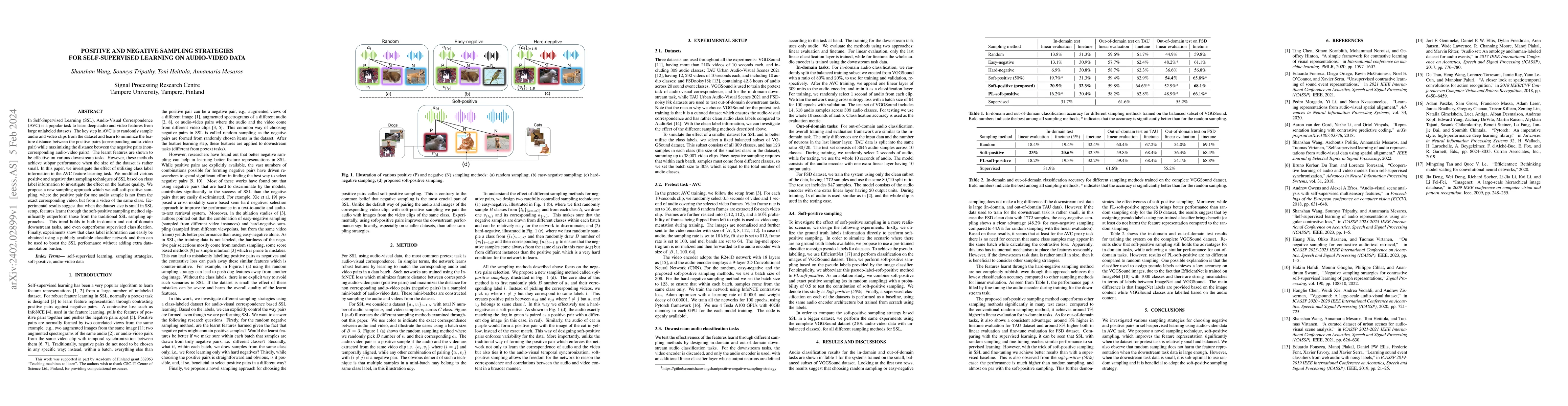 Thumbnail for Positive and negative sampling strategies for self-supervised learning
  on audio-video data