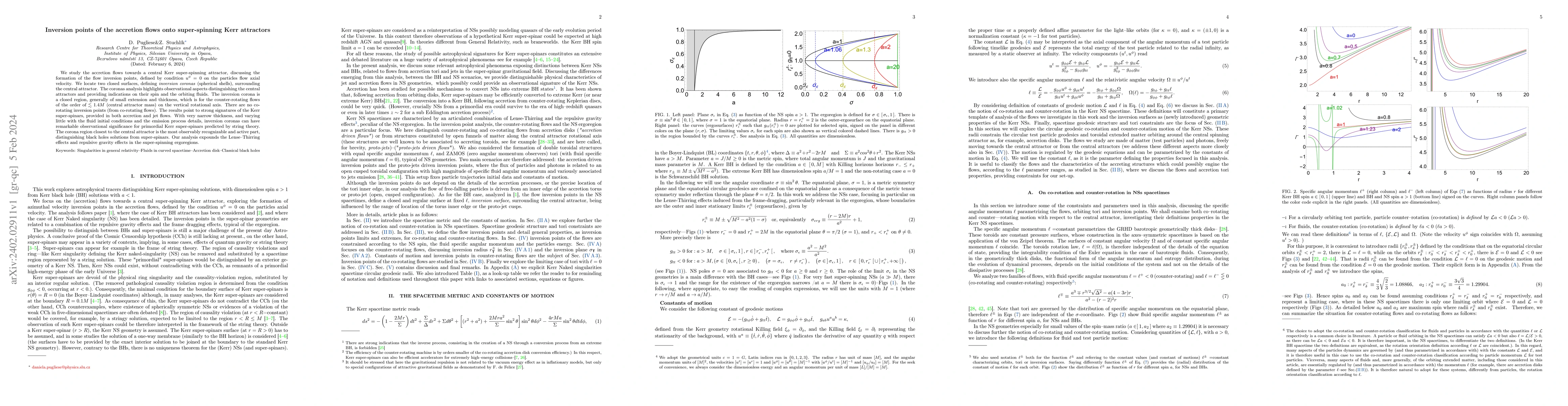 Thumbnail for Inversion points of the accretion flows onto super-spinning Kerr
  attractors