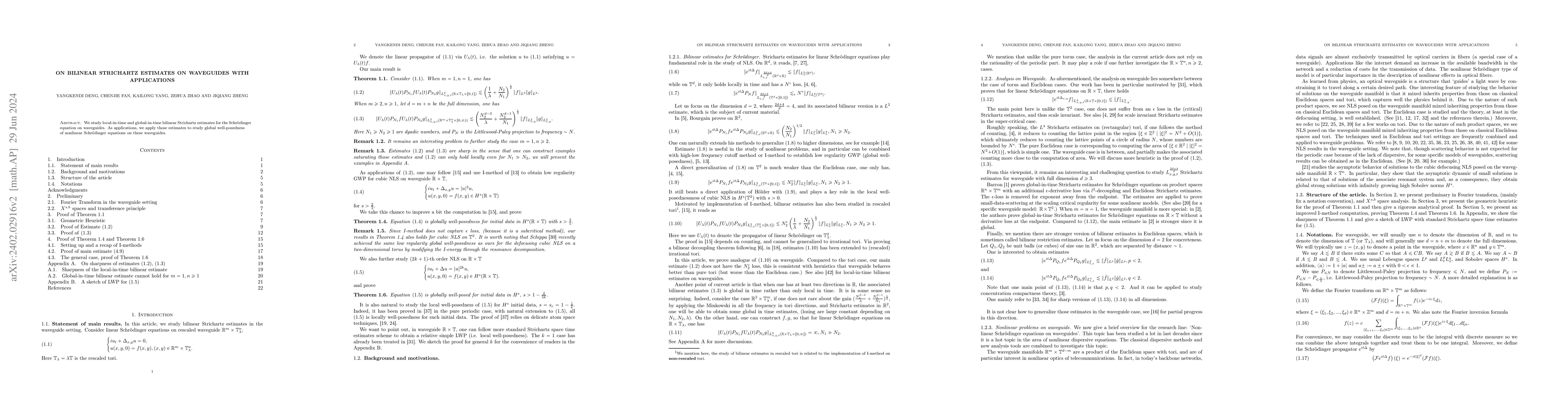 Thumbnail for On bilinear Strichartz estimates on waveguides with applications