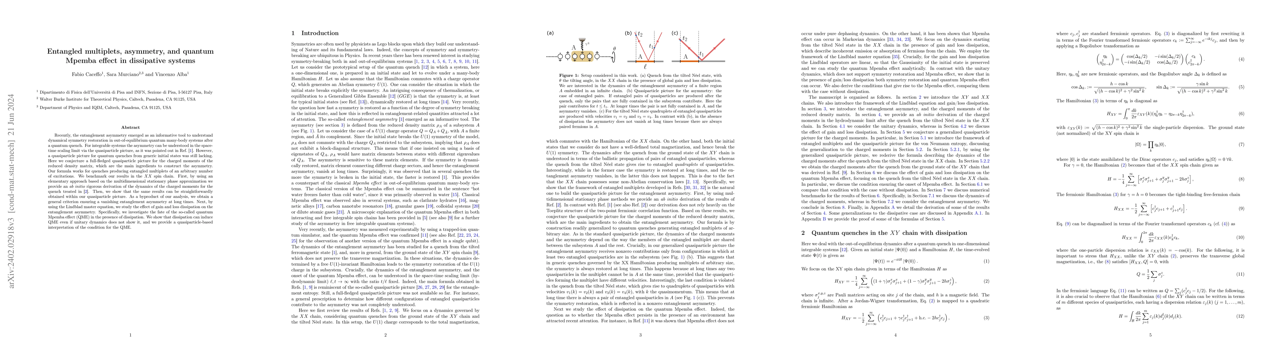 Thumbnail for Entangled multiplets, asymmetry, and quantum Mpemba effect in
  dissipative systems