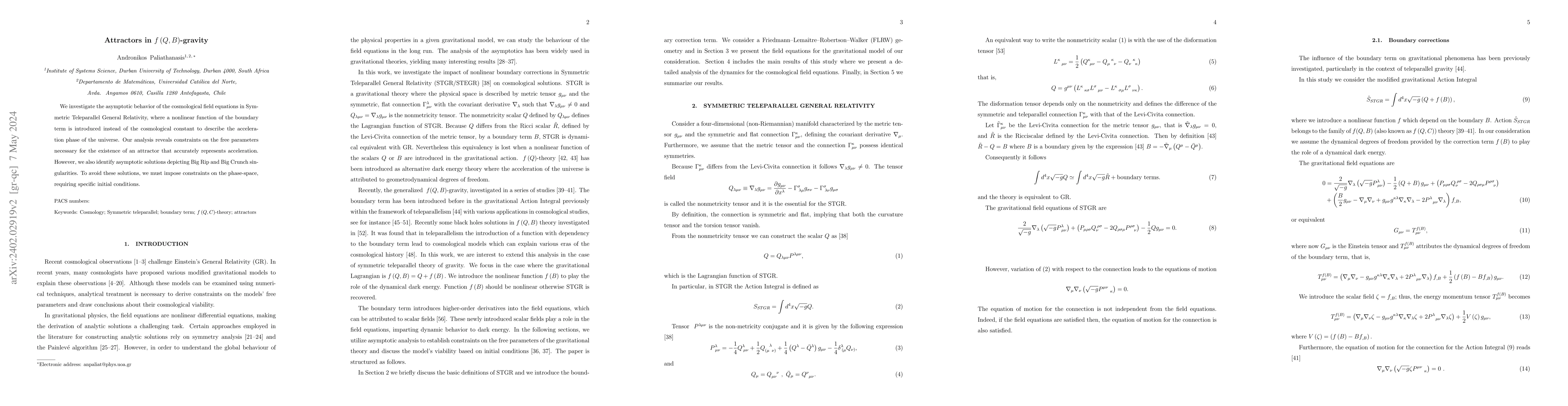 Thumbnail for Attractors in $f(Q,B)$-gravity