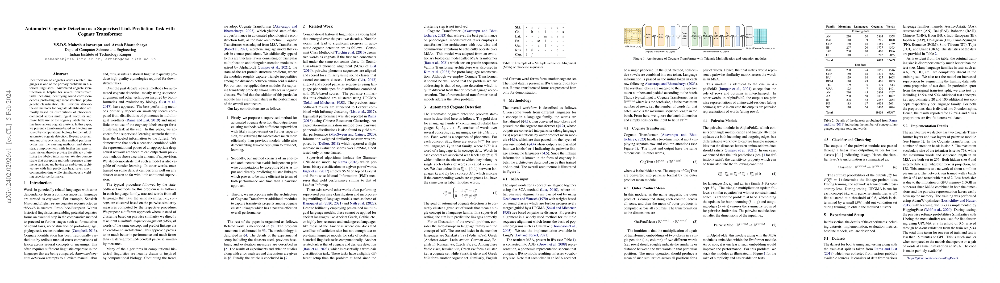 Thumbnail for Automated Cognate Detection as a Supervised Link Prediction Task with
  Cognate Transformer