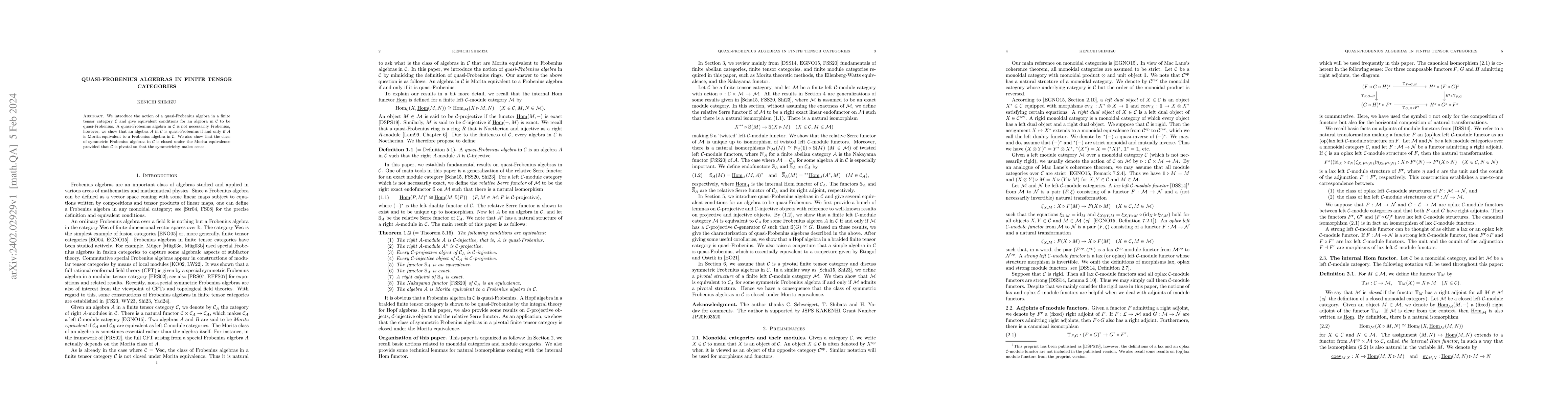 Thumbnail for Quasi-Frobenius algebras in finite tensor categories