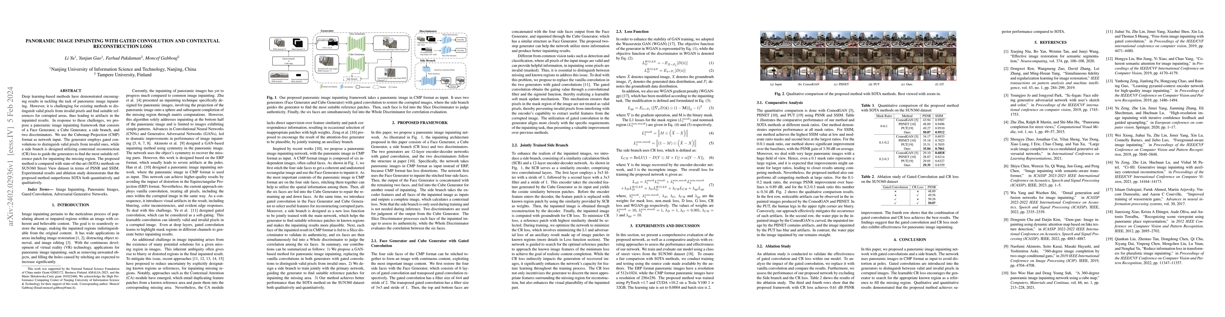 Thumbnail for Panoramic Image Inpainting With Gated Convolution And Contextual
  Reconstruction Loss