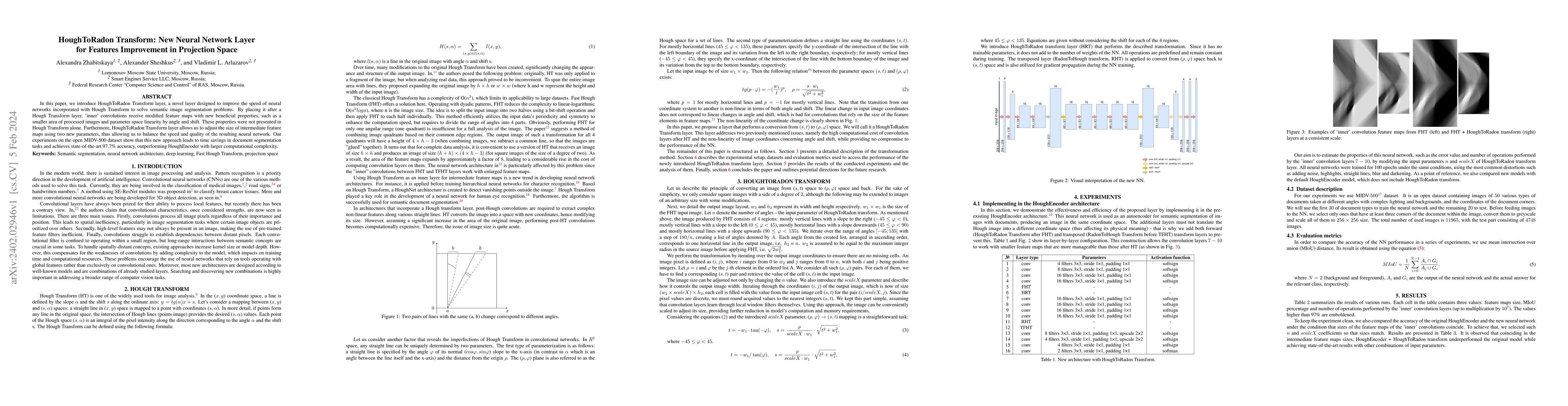 Thumbnail for HoughToRadon Transform: New Neural Network Layer for Features
  Improvement in Projection Space