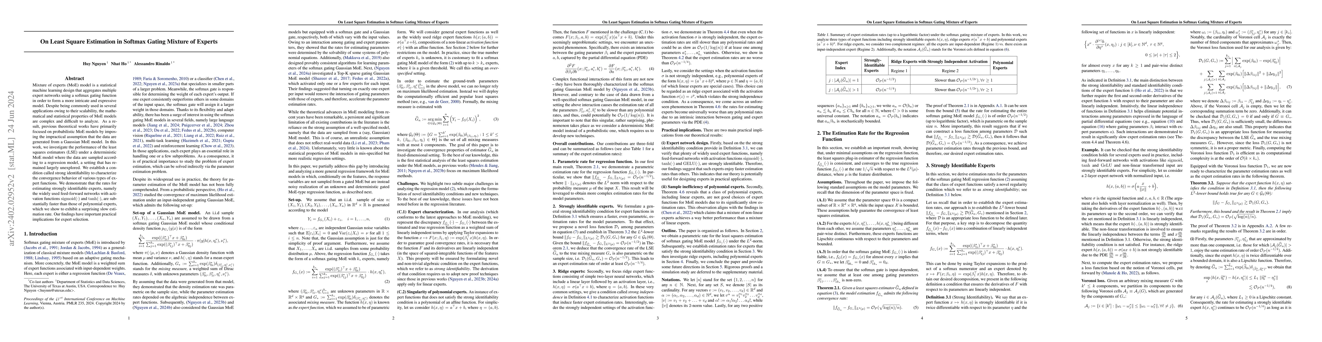 Thumbnail for On Least Square Estimation in Softmax Gating Mixture of Experts