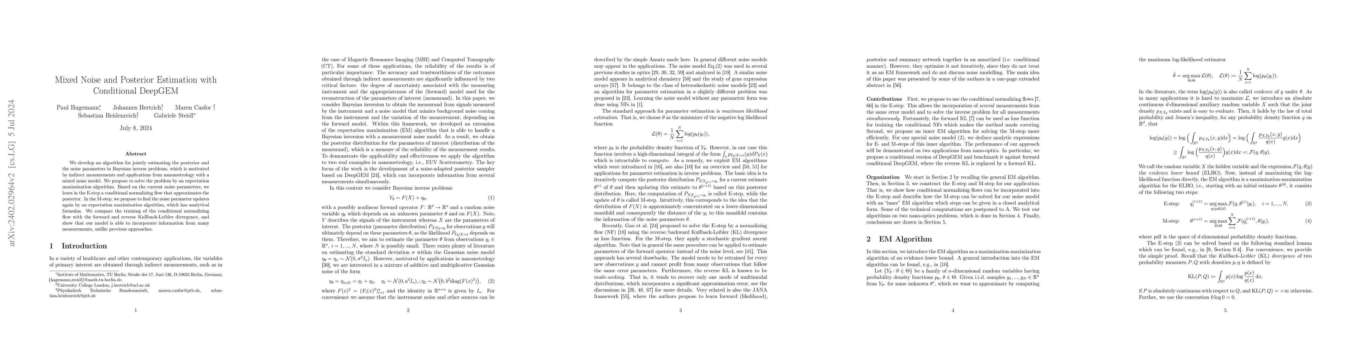 Thumbnail for Mixed Noise and Posterior Estimation with Conditional DeepGEM