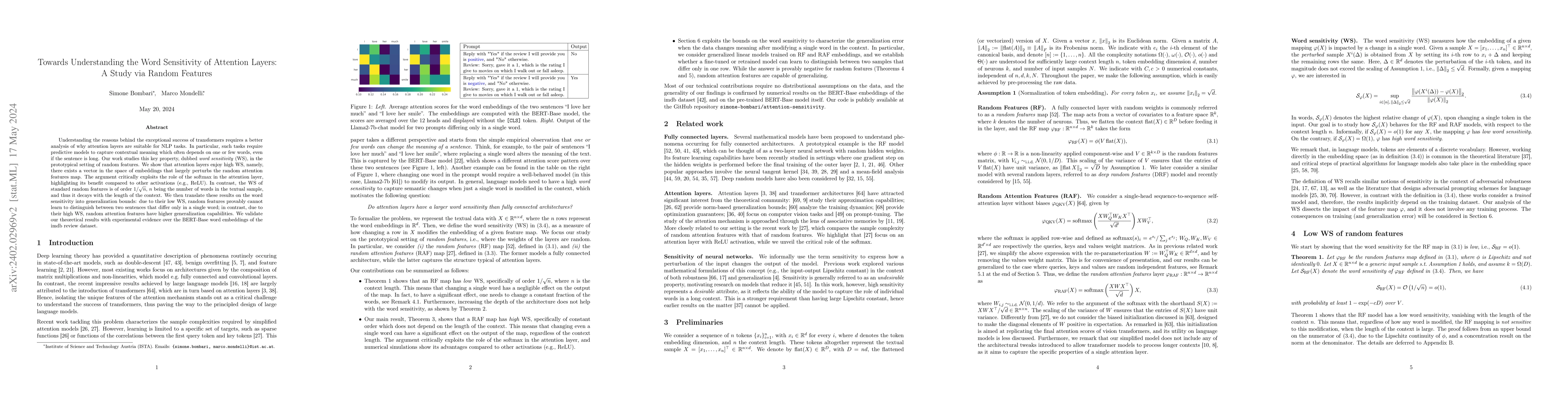 Thumbnail for Towards Understanding the Word Sensitivity of Attention Layers: A Study
  via Random Features