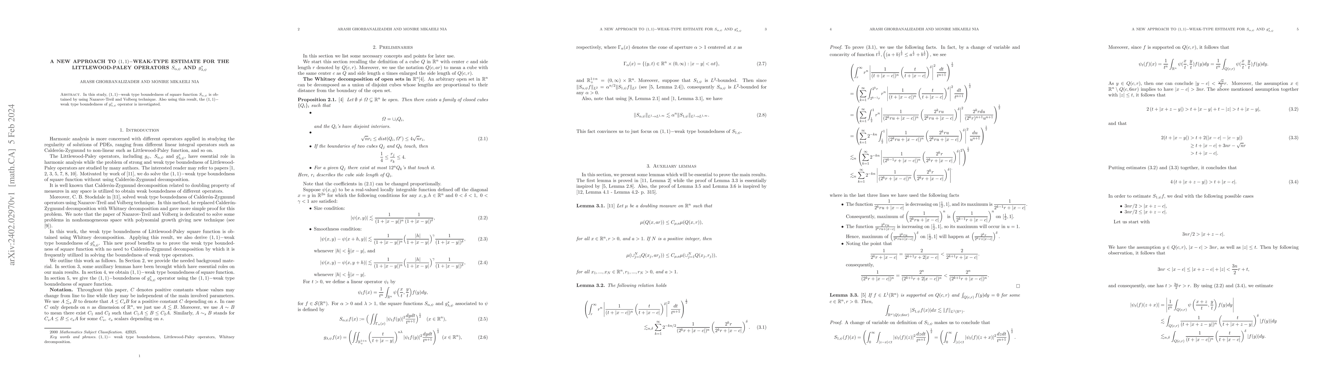 Thumbnail for A New Approach to $(1,1)-$Weak-type Estimate for the Littlewood-Paley
  Operators $S_{\alpha,\psi}$ and $g^{*}_{\lambda,\psi}$