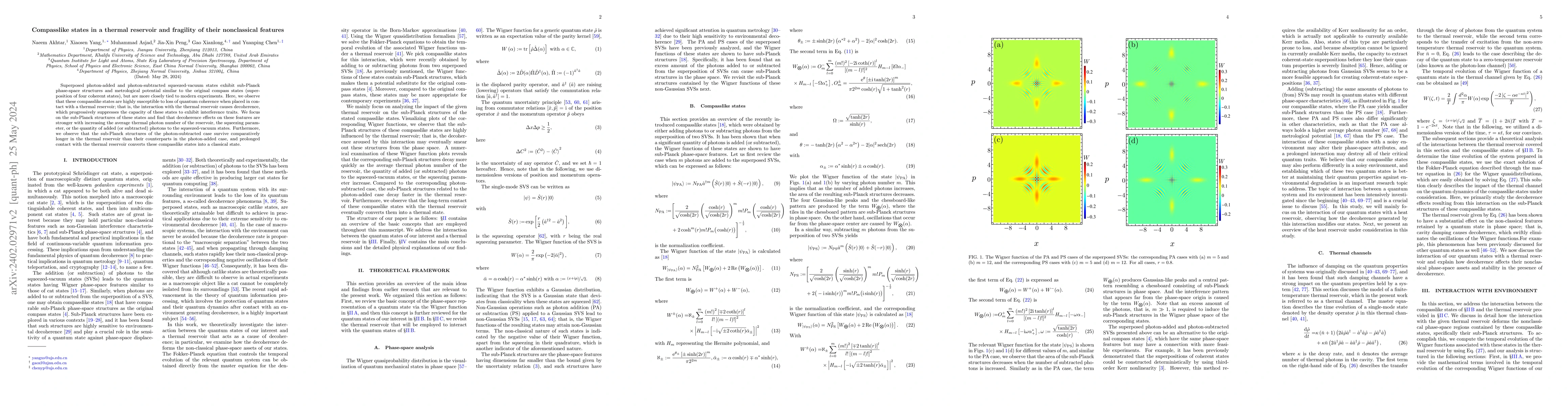 Thumbnail for Compasslike states in a thermal reservoir and fragility of their
  nonclassical features