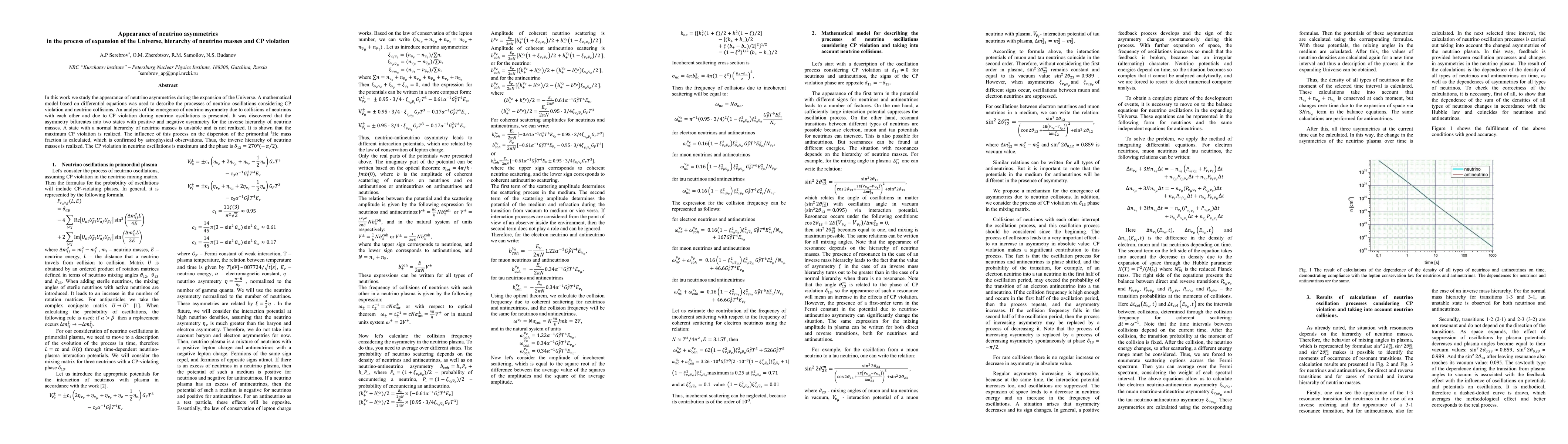 Thumbnail for Appearance of neutrino asymmetries in the process of expansion of the
  Universe, hierarchy of neutrino masses and CP violation