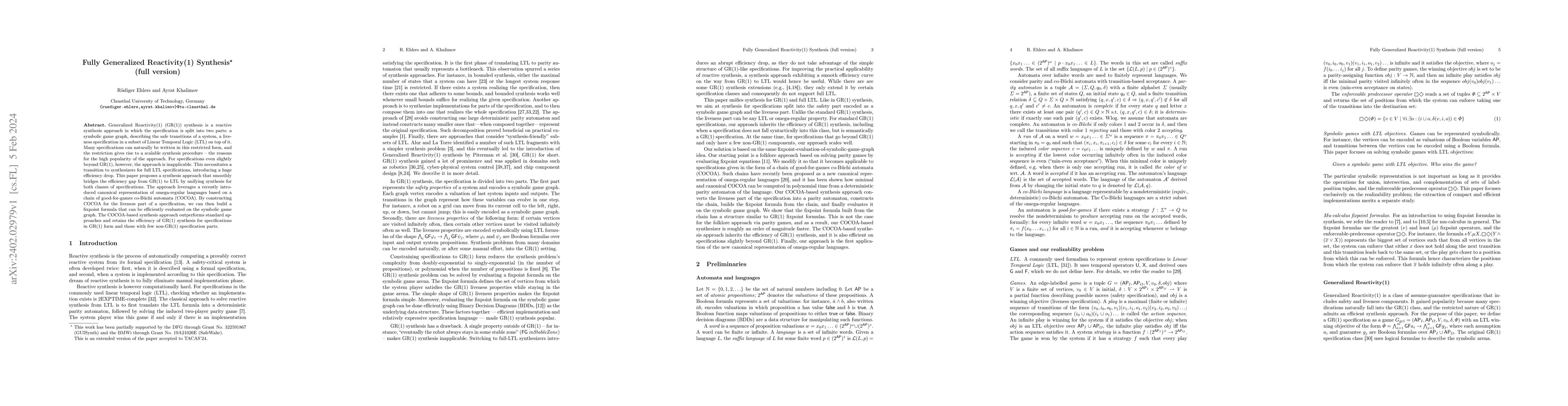 Thumbnail for Fully Generalized Reactivity(1) Synthesis