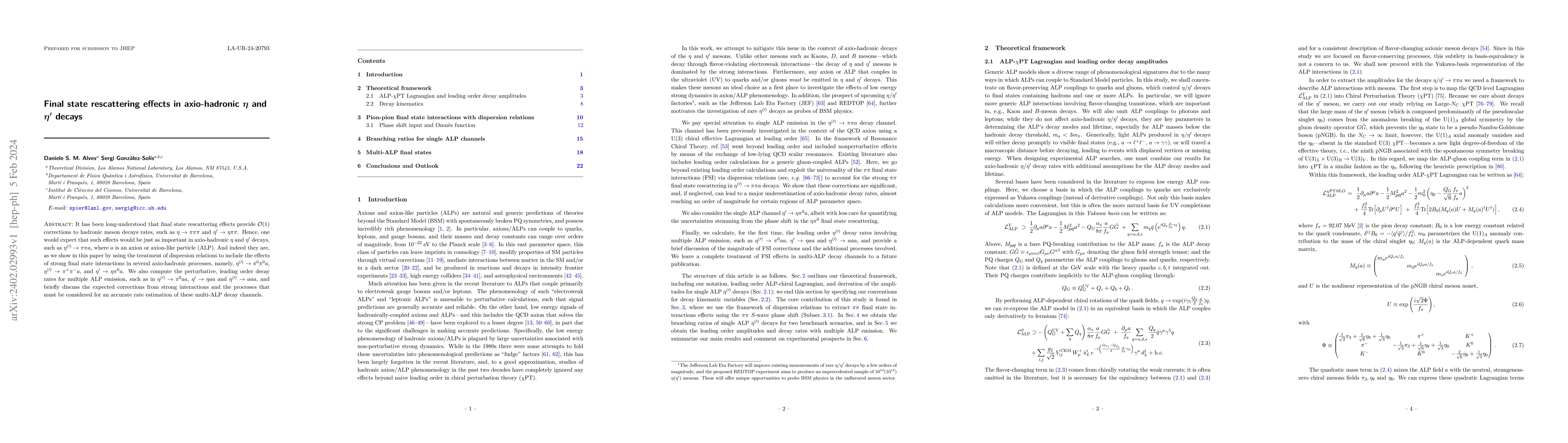 Thumbnail for Final state rescattering effects in axio-hadronic $\eta$ and
  $\eta^{\prime}$ decays