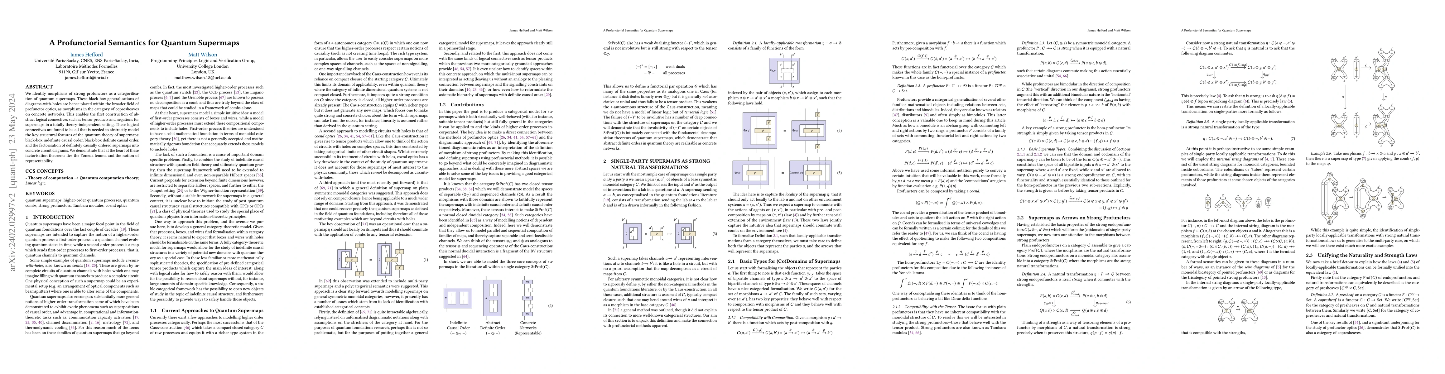 Thumbnail for A Profunctorial Semantics for Quantum Supermaps