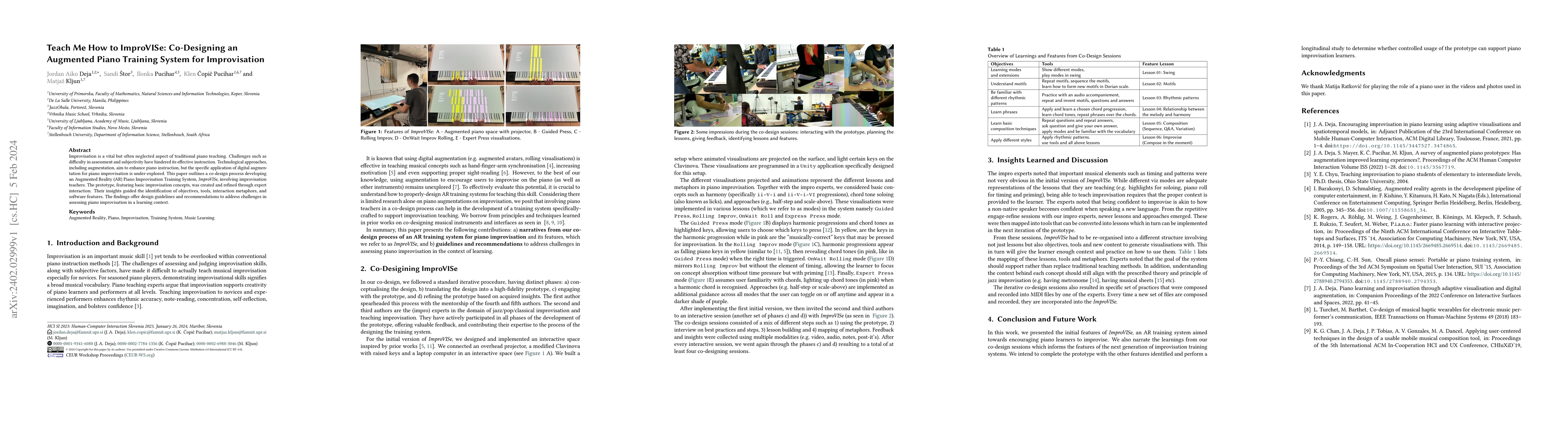 Thumbnail for Teach Me How to ImproVISe: Co-Designing an Augmented Piano Training
  System for Improvisation
