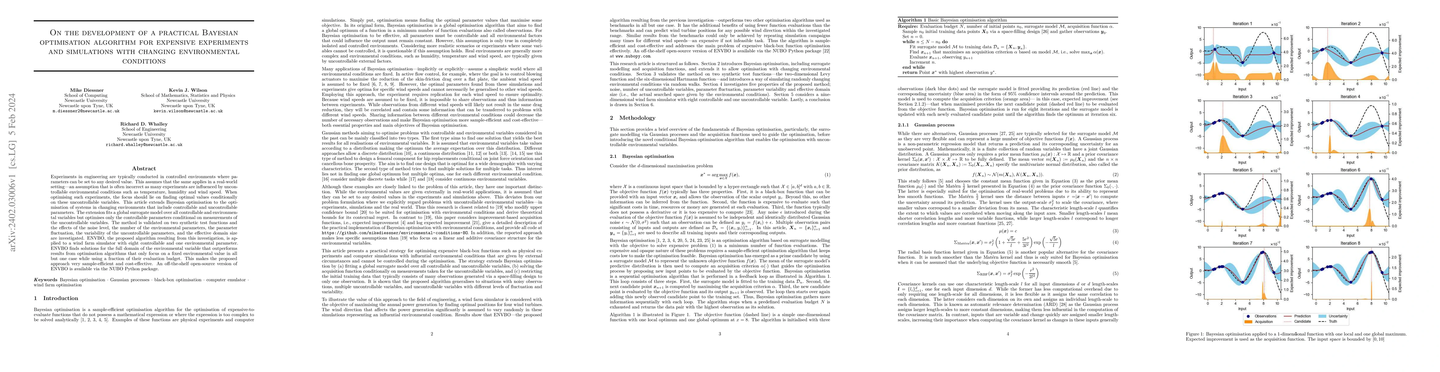 Thumbnail for On the development of a practical Bayesian optimisation algorithm for
  expensive experiments and simulations with changing environmental conditions