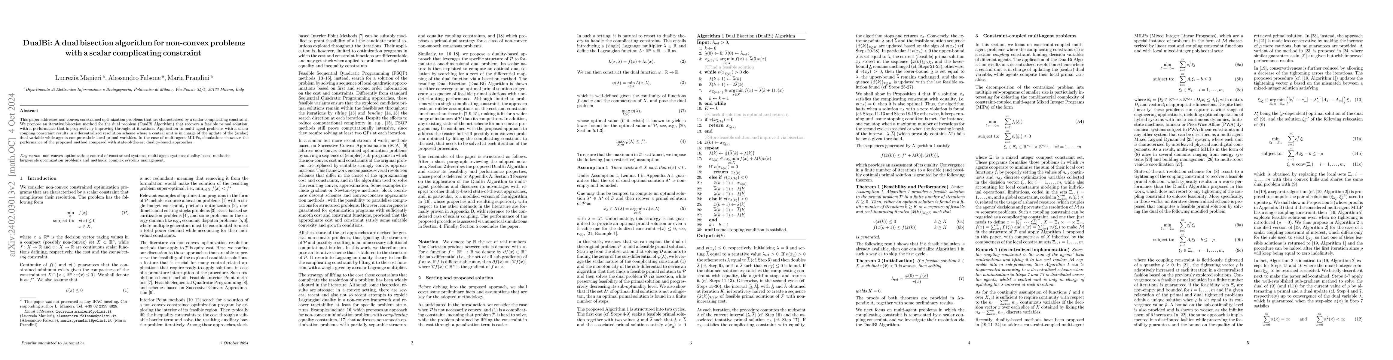Thumbnail for DualBi: A dual bisection algorithm for non-convex problems with a scalar
  complicating constraint