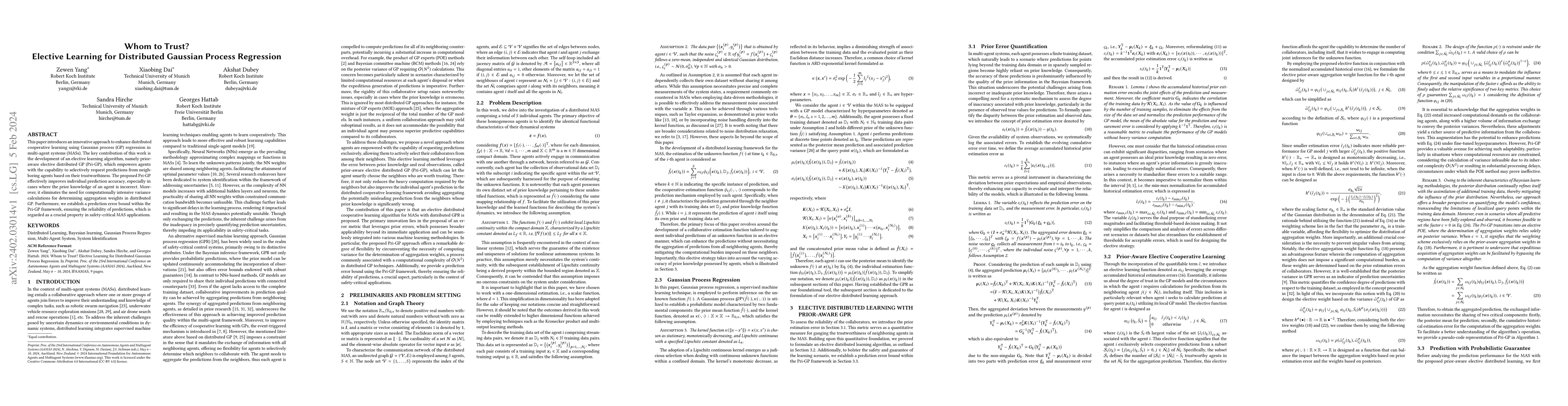 Thumbnail for Whom to Trust? Elective Learning for Distributed Gaussian Process
  Regression