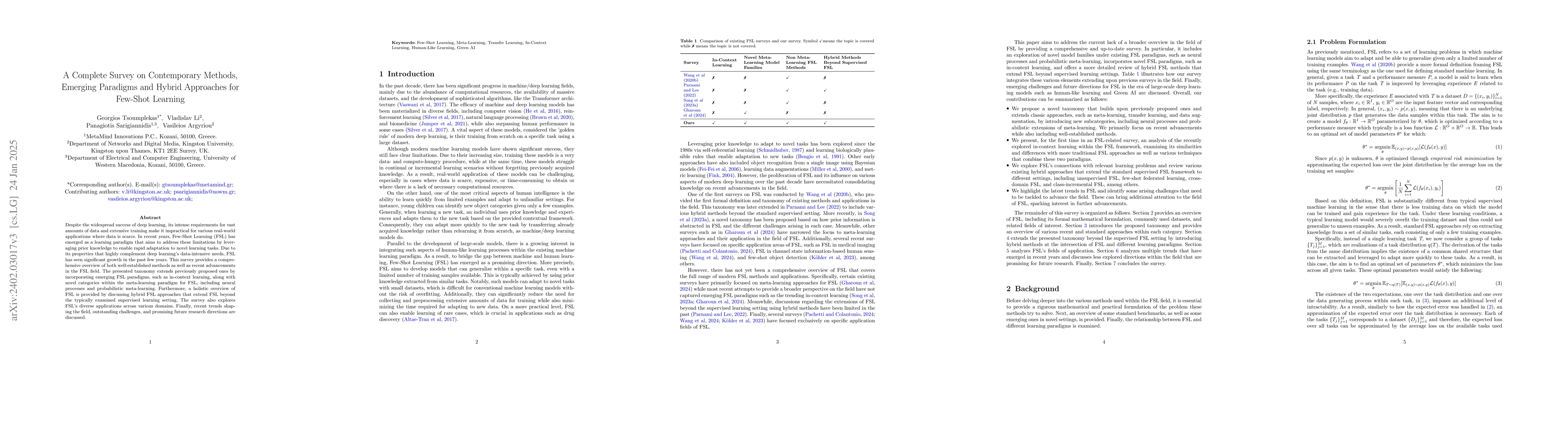 Thumbnail for Toward Green and Human-Like Artificial Intelligence: A Complete Survey
  on Contemporary Few-Shot Learning Approaches