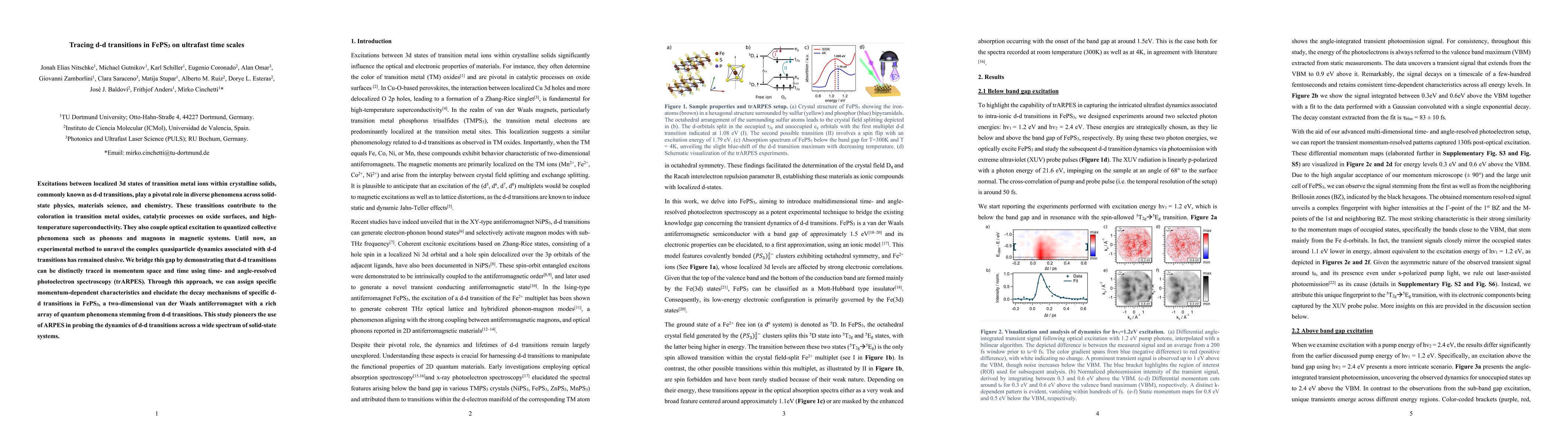 Thumbnail for Tracing d-d transitions in FePS$_{3}$ on ultrafast time scales