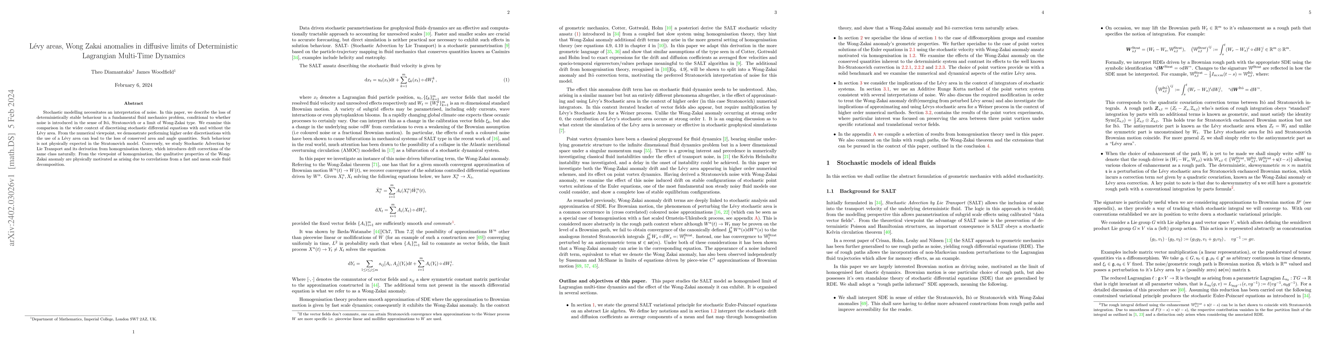 Thumbnail for L\'evy areas, Wong Zakai anomalies in diffusive limits of Deterministic
  Lagrangian Multi-Time Dynamics