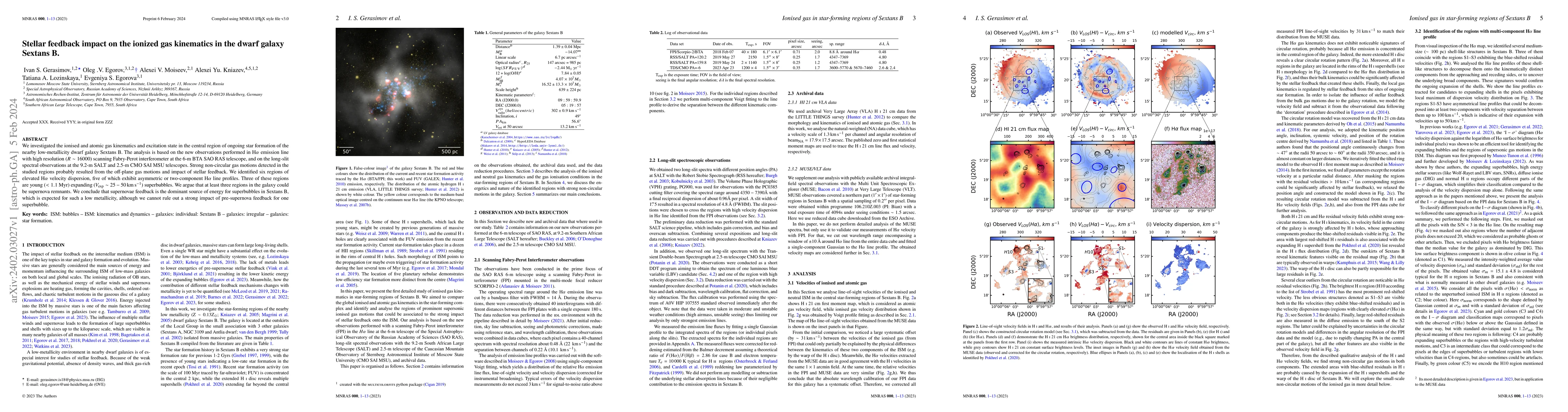 Thumbnail for Stellar feedback impact on the ionized gas kinematics in the dwarf
  galaxy Sextans B