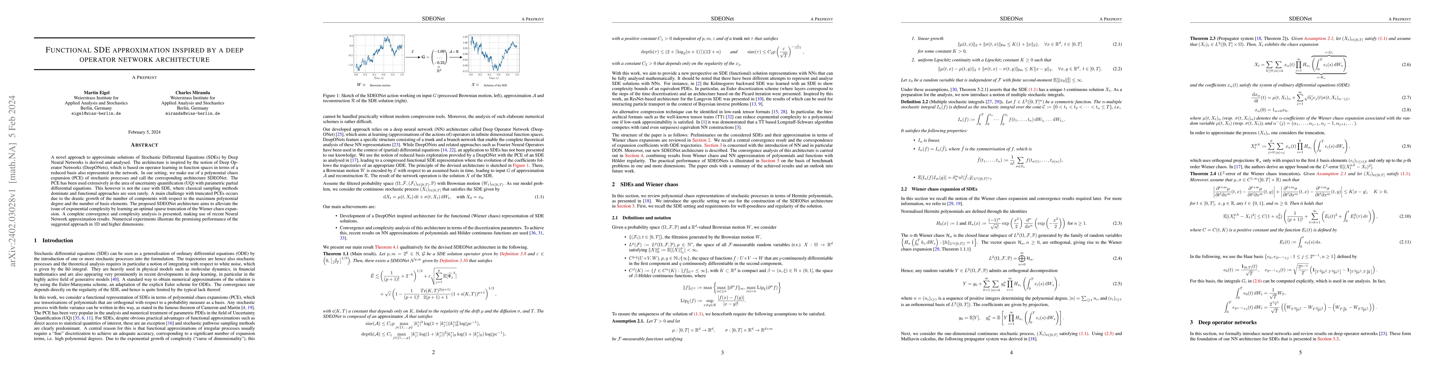 Thumbnail for Functional SDE approximation inspired by a deep operator network
  architecture