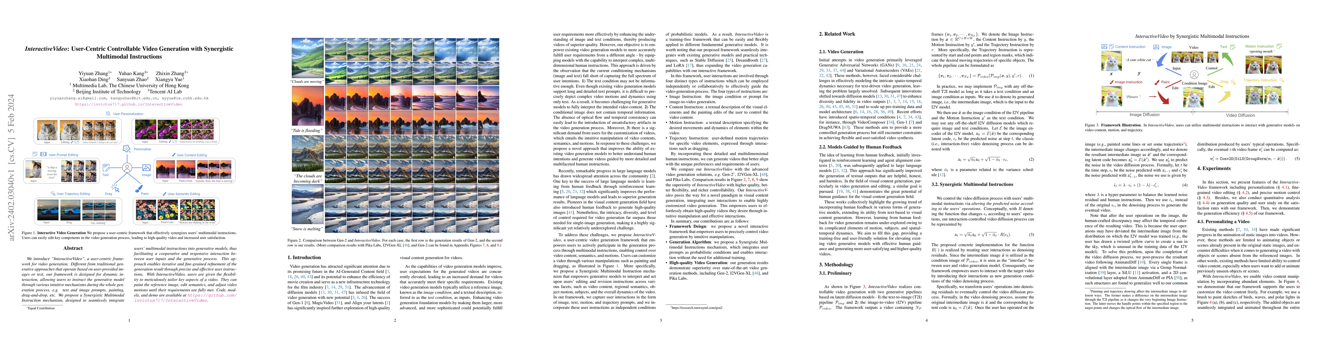 Thumbnail for InteractiveVideo: User-Centric Controllable Video Generation with
  Synergistic Multimodal Instructions