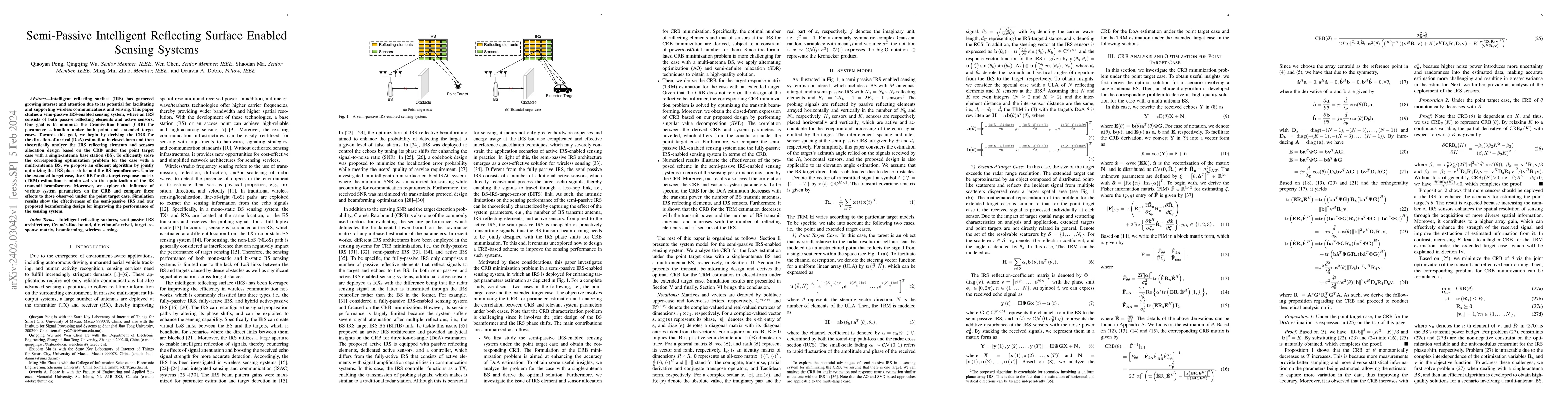 Thumbnail for Semi-Passive Intelligent Reflecting Surface Enabled Sensing Systems