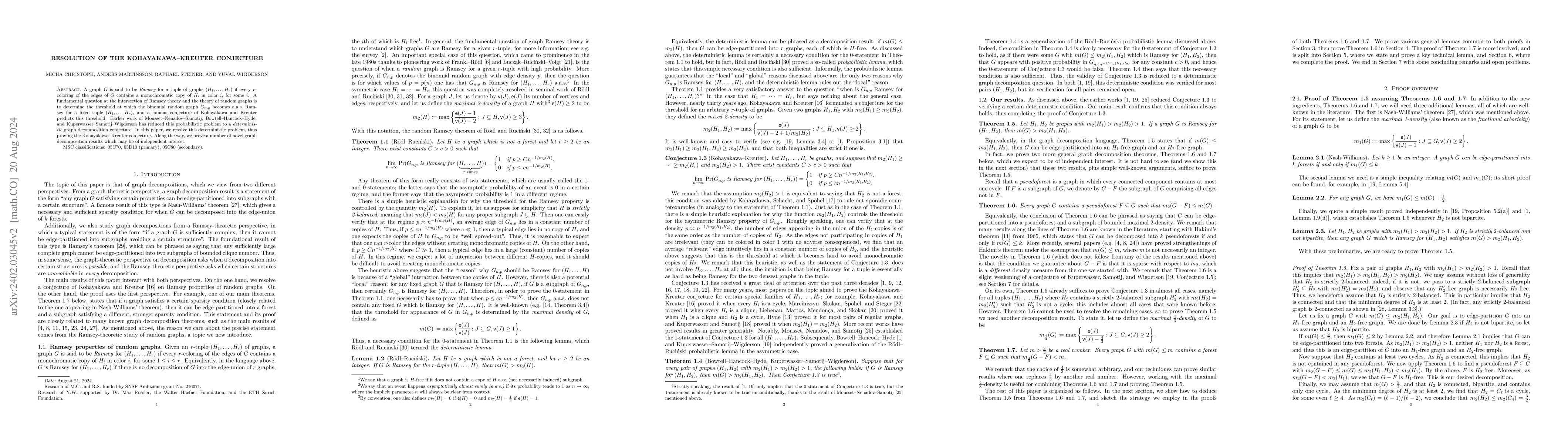 Thumbnail for Resolution of the Kohayakawa-Kreuter conjecture