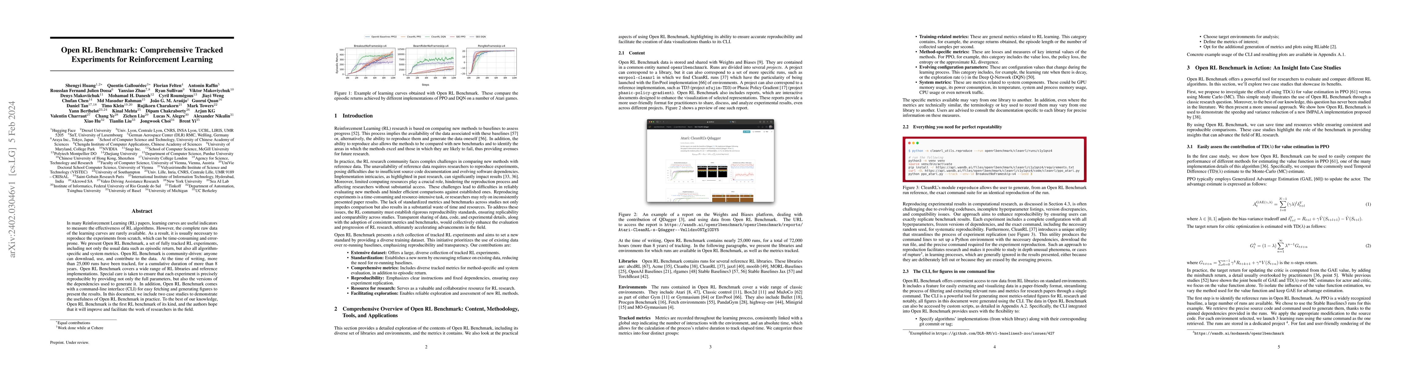 Thumbnail for Open RL Benchmark: Comprehensive Tracked Experiments for Reinforcement
  Learning