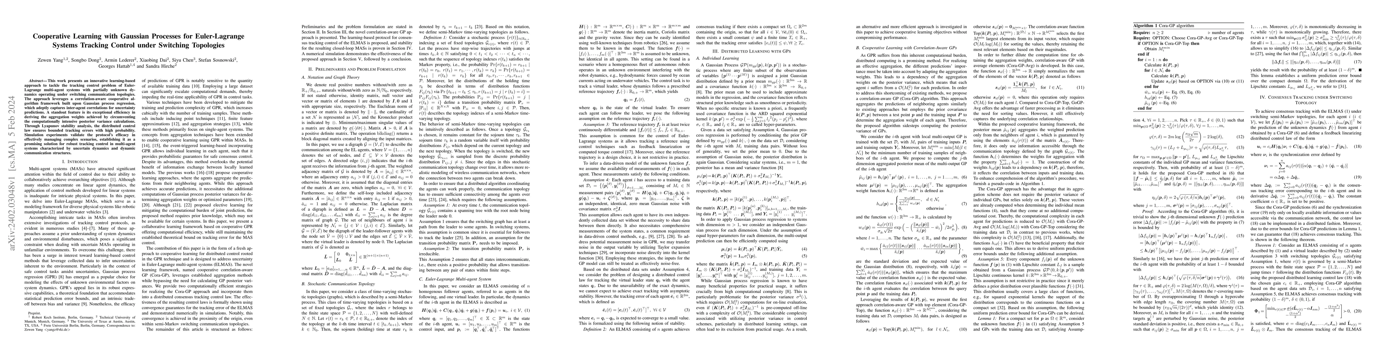Thumbnail for Cooperative Learning with Gaussian Processes for Euler-Lagrange Systems
  Tracking Control under Switching Topologies