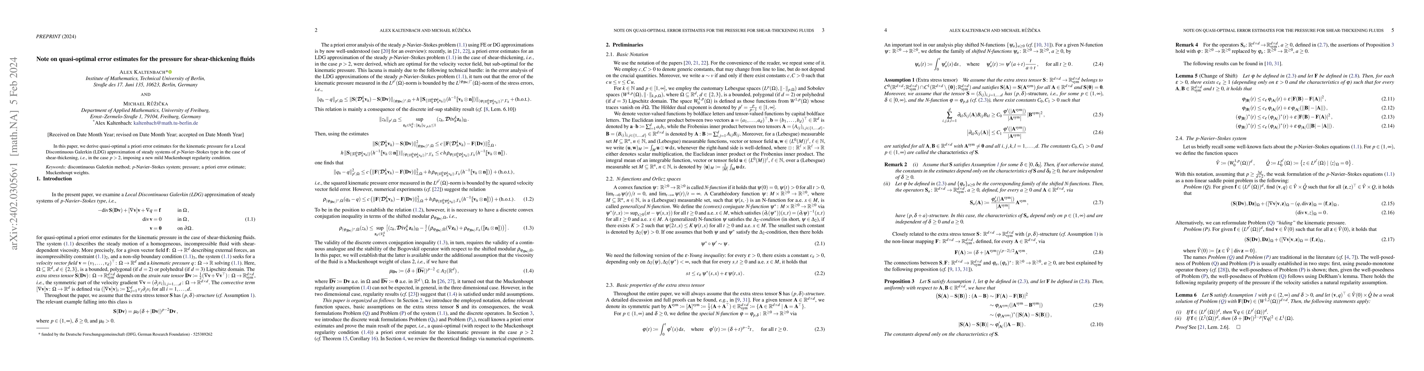 Thumbnail for Note on quasi-optimal error estimates for the pressure for
  shear-thickening fluids