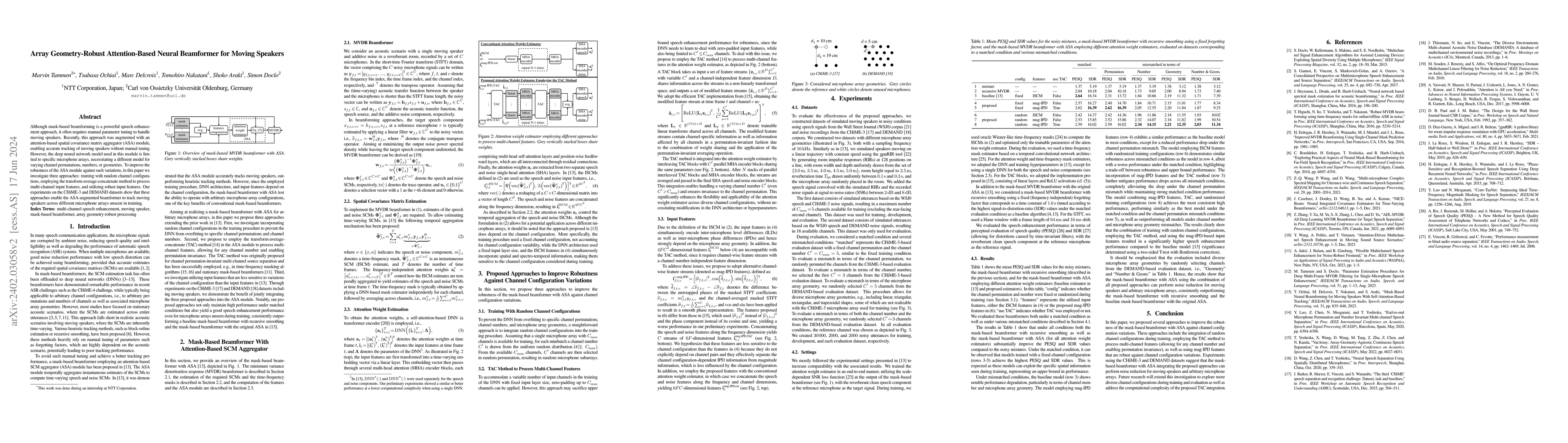 Thumbnail for Array Geometry-Robust Attention-Based Neural Beamformer for Moving
  Speakers