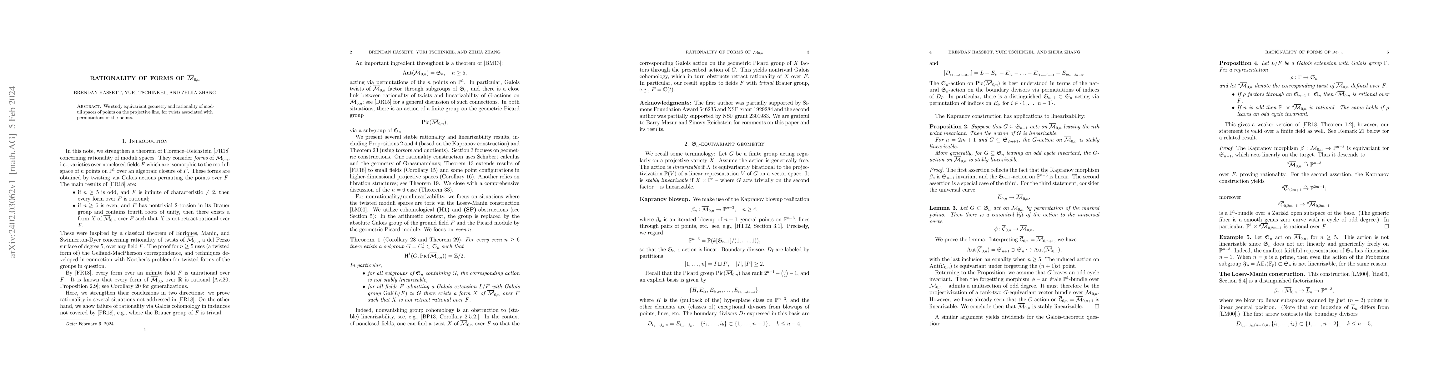 Thumbnail for Rationality of forms of $\overline{\mathcal M}_{0,n}$
