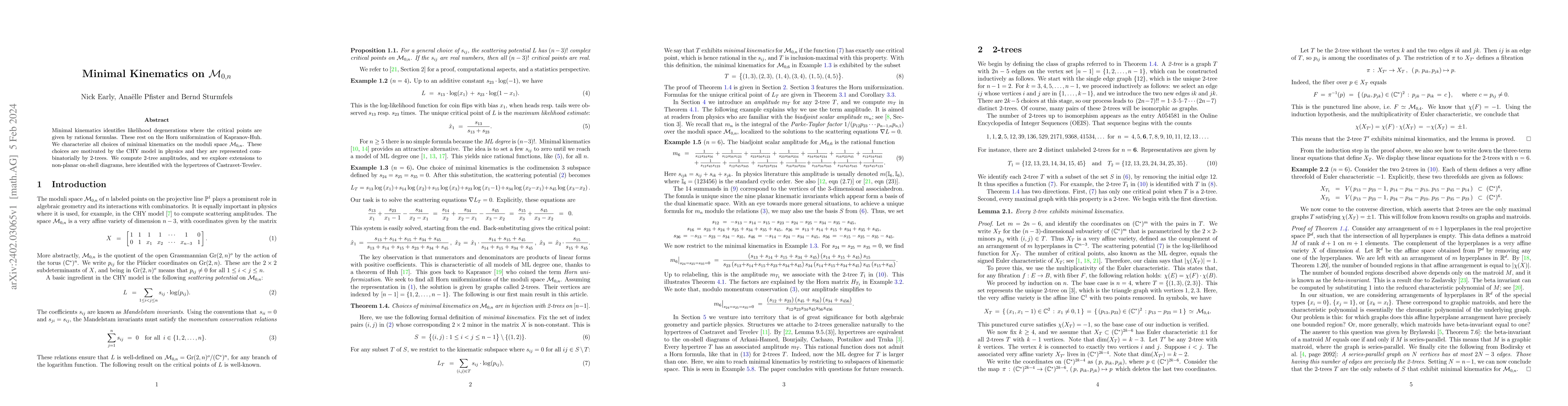Thumbnail for Minimal Kinematics on $\mathcal{M}_{0,n}$