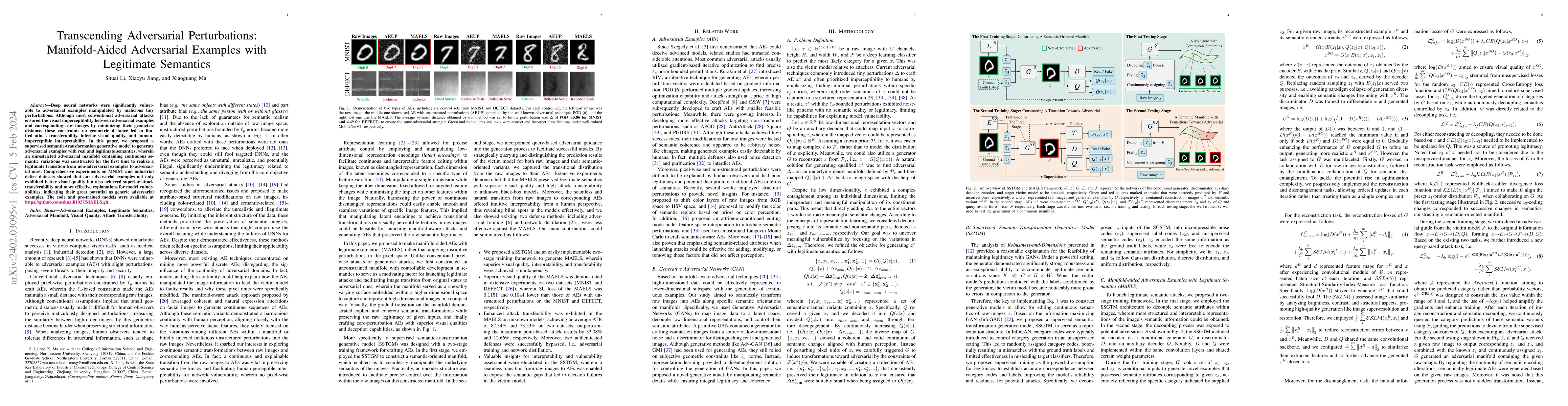 Thumbnail for Transcending Adversarial Perturbations: Manifold-Aided Adversarial
  Examples with Legitimate Semantics