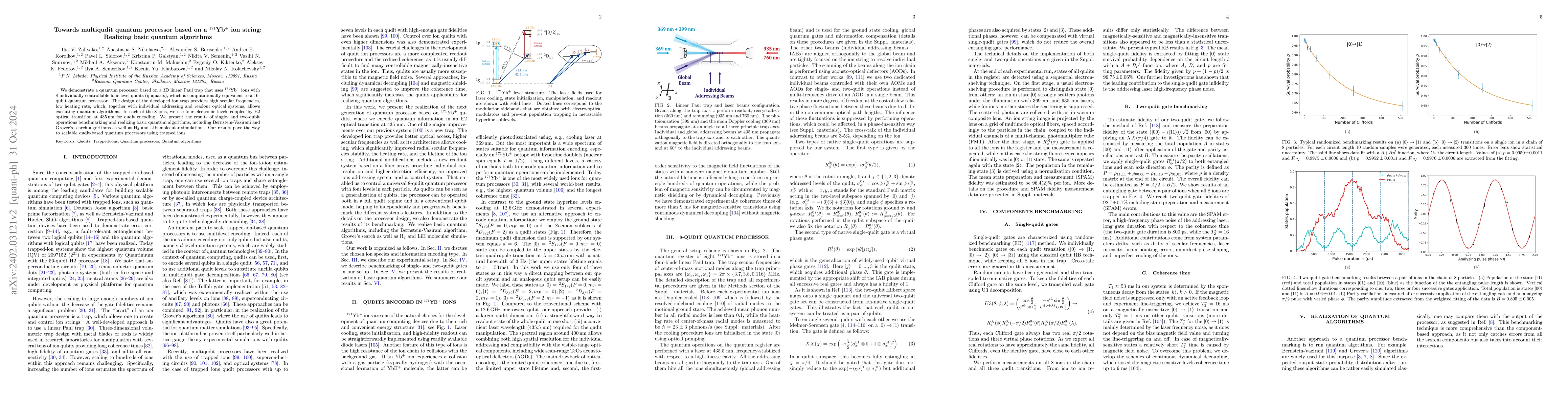 Thumbnail for Towards multiqudit quantum processor based on a $^{171}$Yb$^{+}$ ion
  string: Realizing basic quantum algorithms