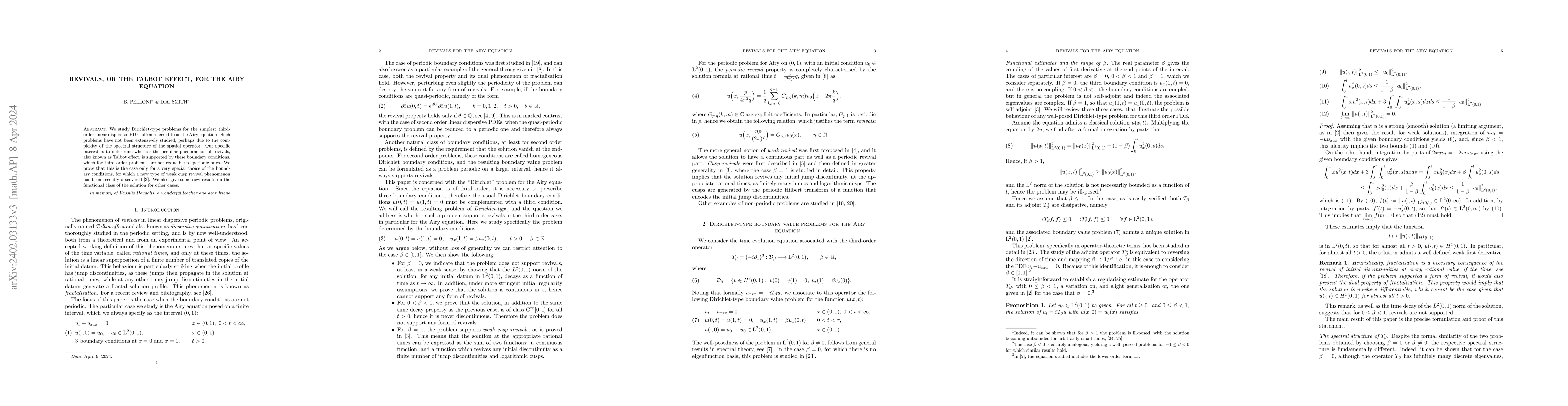 Thumbnail for Revivals, or the Talbot effect, for the Airy equation