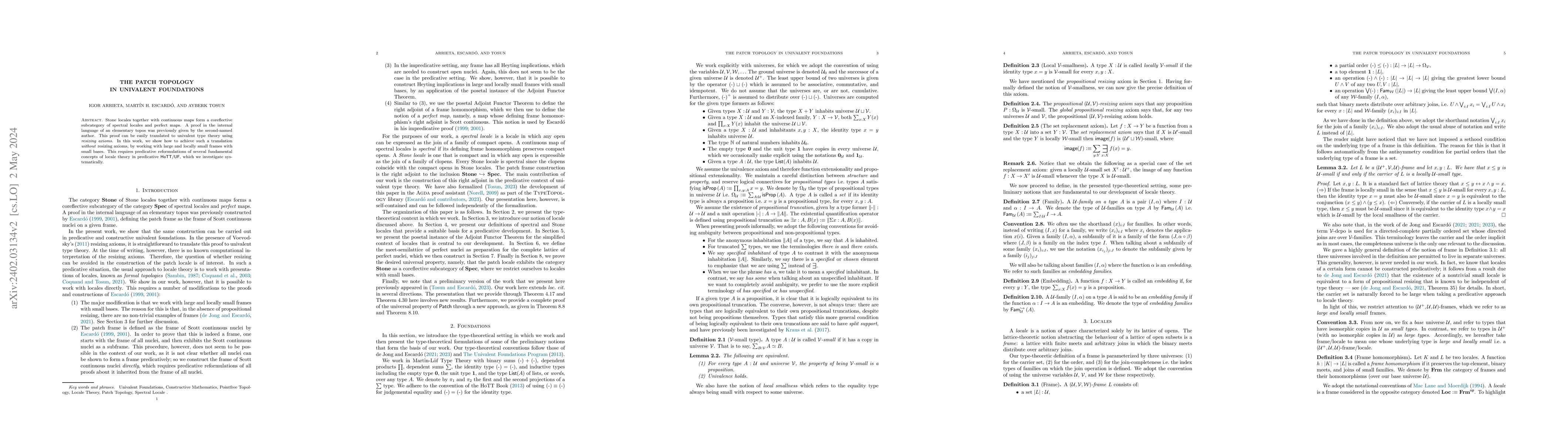 Thumbnail for The Patch Topology in Univalent Foundations